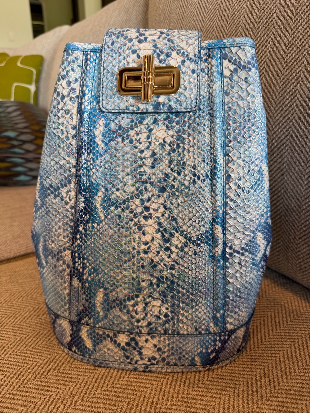Brahmin Maddie Joyful Oceangrove Leather Snakeskin Print Backpack